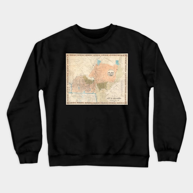 Vintage Map of Providence Rhode Island (1851) Crewneck Sweatshirt by Bravuramedia